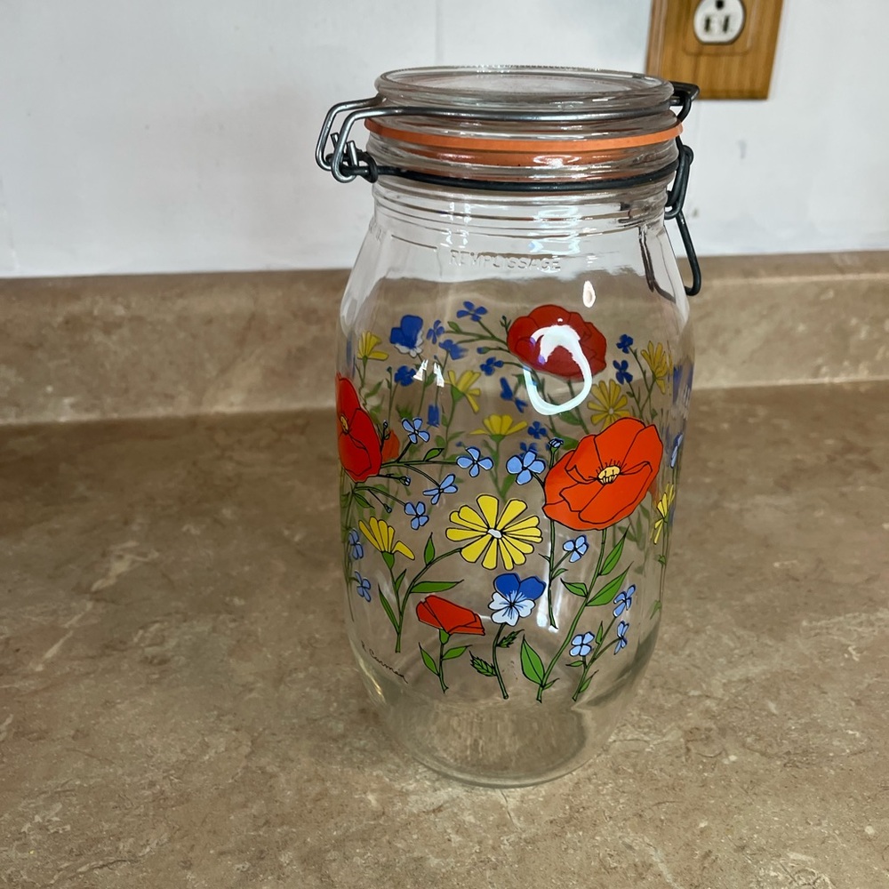 Vintage Arc France R. Carman Glass Jar
